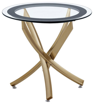 Brooke Round Glass Top Side End Table Metal Base Brass
