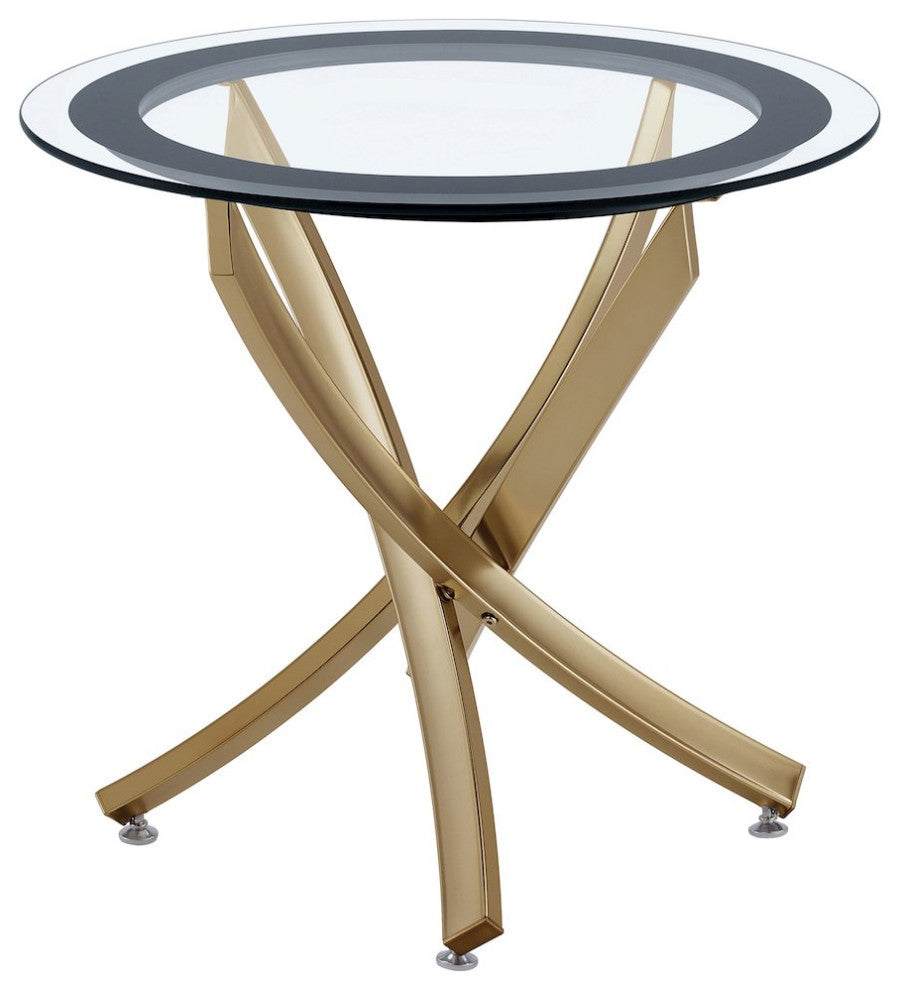 Brooke Round Glass Top Side End Table Metal Base Brass