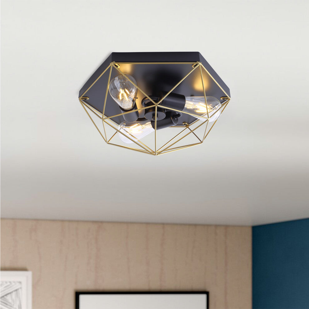 3-Light Geometric Flush Mount Light