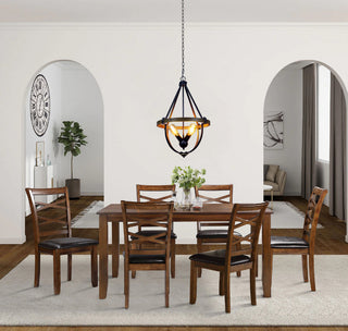 Farmhouse-Style Two-Toned 4 Light Pendant 20" Wide