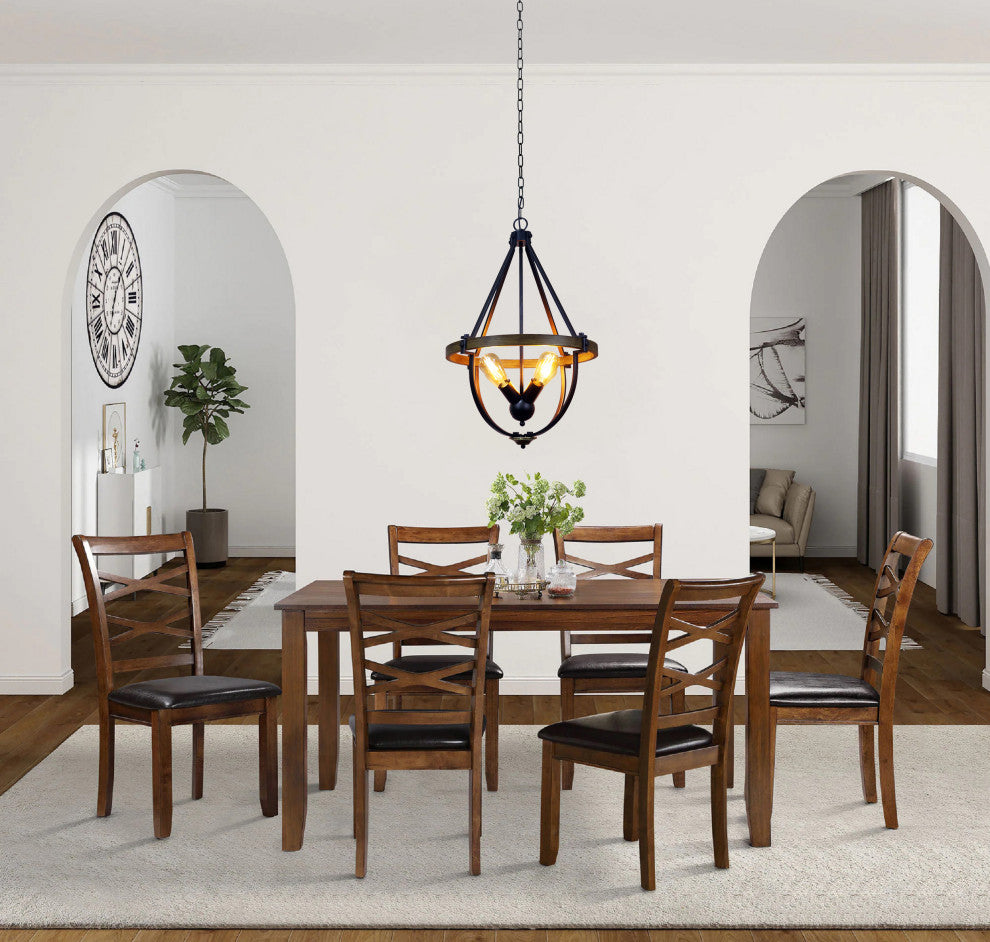 Farmhouse-Style Two-Toned 4 Light Pendant 20" Wide