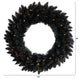 24" Black Artificial Wreath With 35 Warm White LED Lights