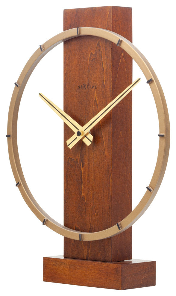 Carl Wooden Table or Wall Clock, 14x10", Brown