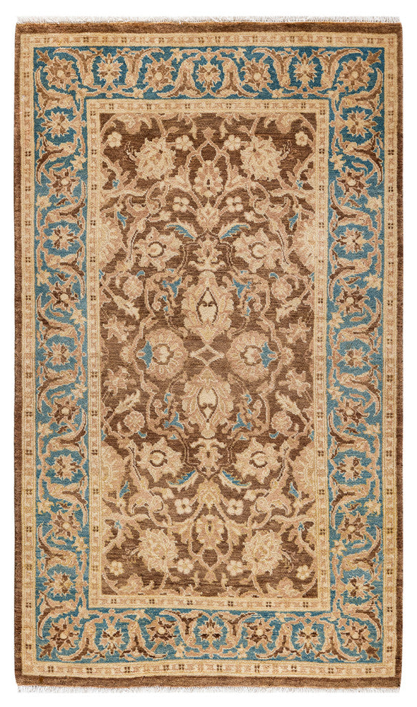 Ottoman, One-of-a-Kind Hand-Knotted Area Rug Brown, 3' 1" x 5' 4"