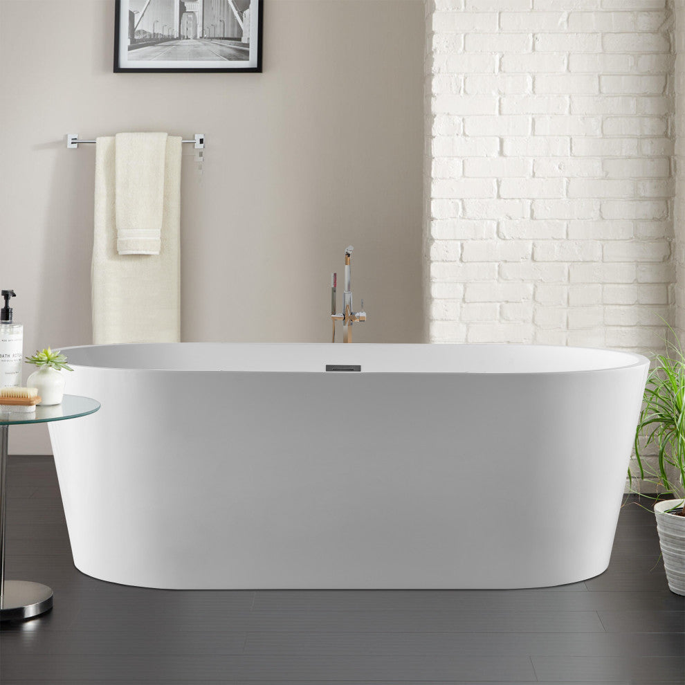 Vanity Art 67" Freestanding Acrylic Soaking Bathtub White