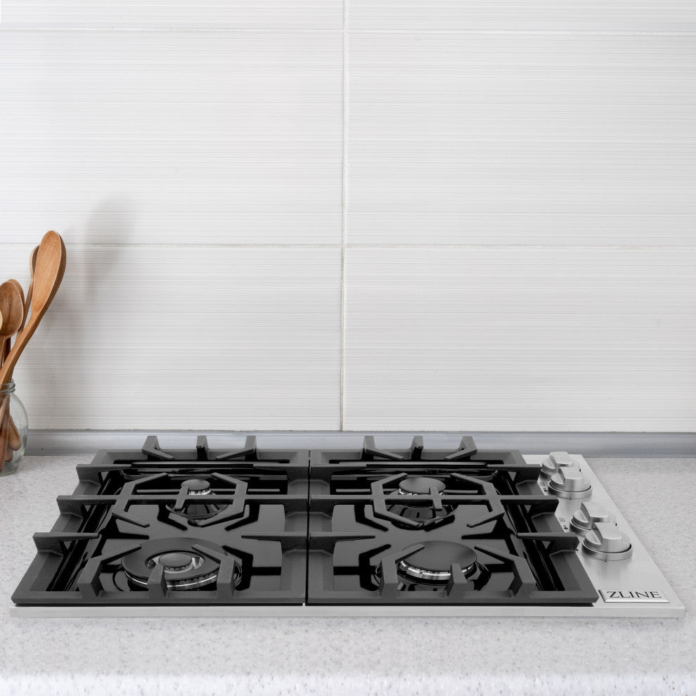 ZLINE 30" Dropin Gas Stovetop with Gas Burners and Black Porcelain Top(RC30-PBT)