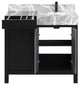 Zilara 36" Black and Grey Vanity, Castle Grey Marble Top, and Faucet Set