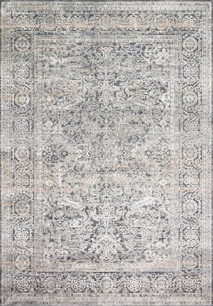 High Low Pile Lucia LUC-03 Area Rug by Loloi II, Steel/Ivory, 9'3"x13'3"