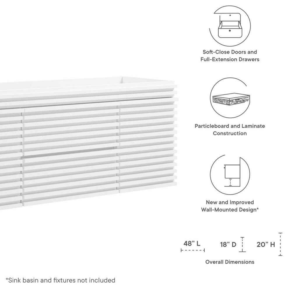 Render 48" Wall-Mount Bathroom Vanity Cabinet, White