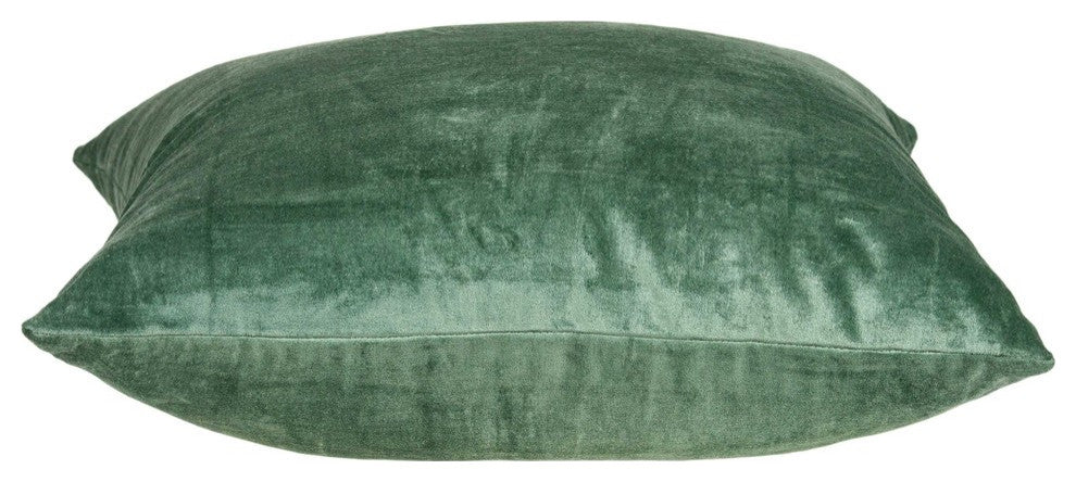 22" X 7" X 22" Transitional Green Solid Pillow Cover With Poly Insert