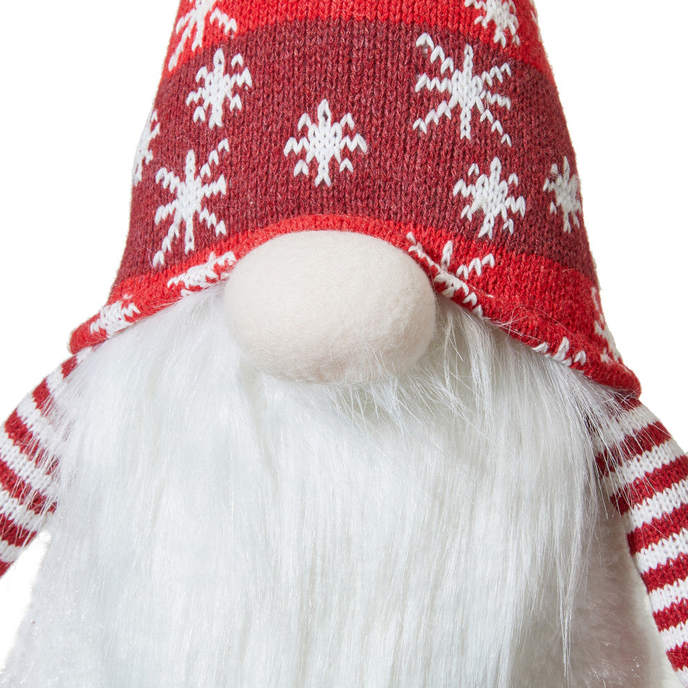 28"H Fabric Christmas Gnome Shelf Sitter With Dangling Legs