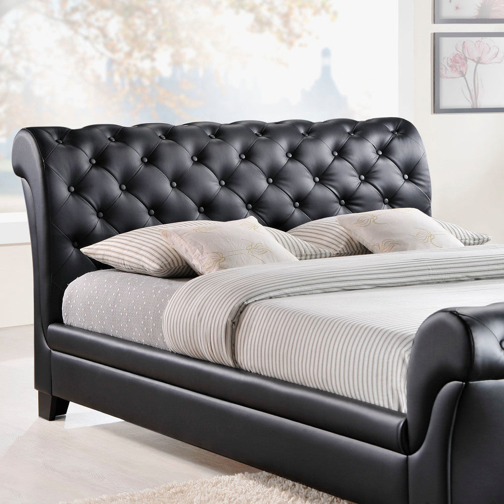 Modern Contemporary Bedroom Queen Bed Frame Black