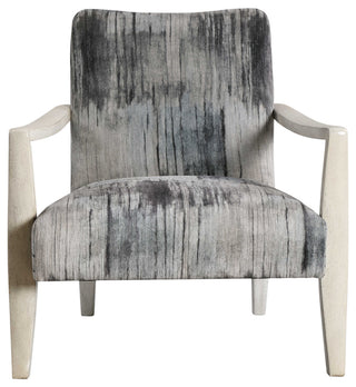 Modern Abstract Chenille Accent Chair Black Gray Blue White Streaked Wood Plush