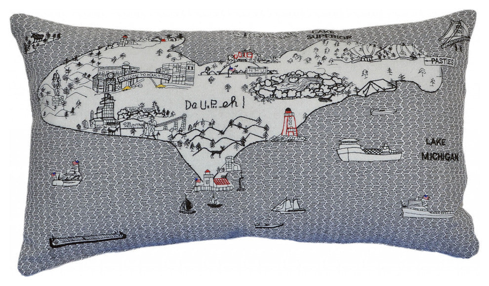 25" White Minneapolis Daylight Skyline Lumbar Decorative Pillow