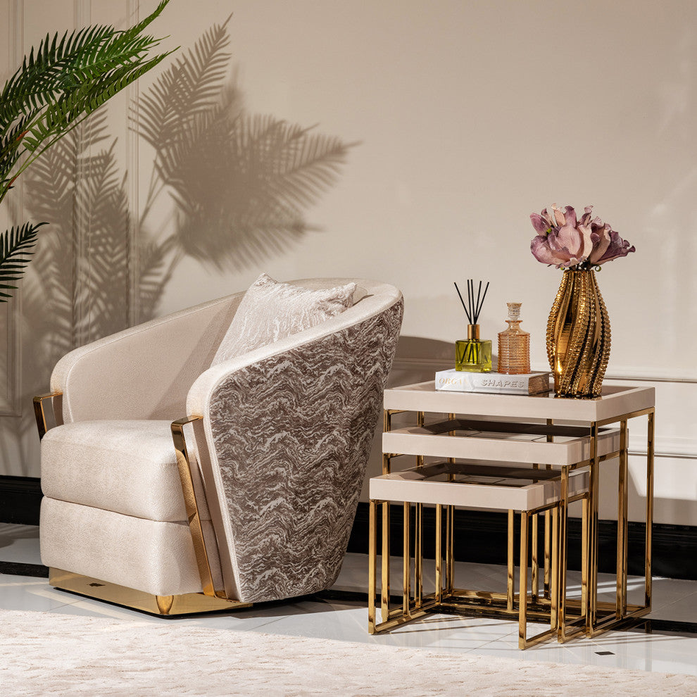 Carmela Nesting Tables Set of 3 Shimmering Ivory