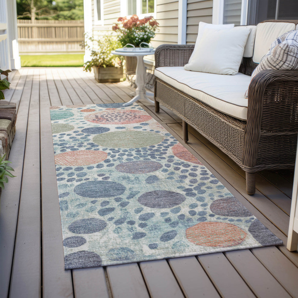 Machine Washable Indoor/Outdoor Chantille ACN1895 Denim 2'3" x 7'6" Runner Rug