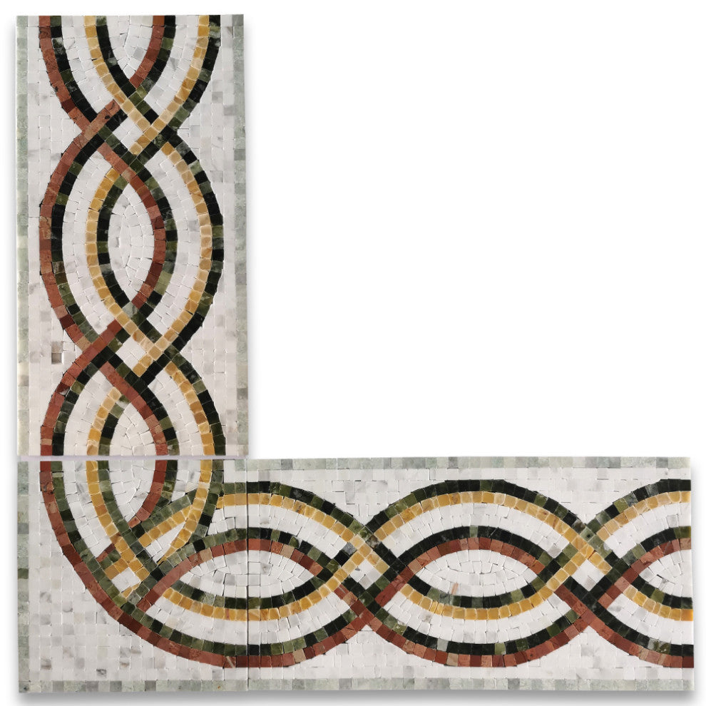 Rainbow Colorful 7.9x15 Marble Mosaic Border Listello Tile Polished, 1 piece