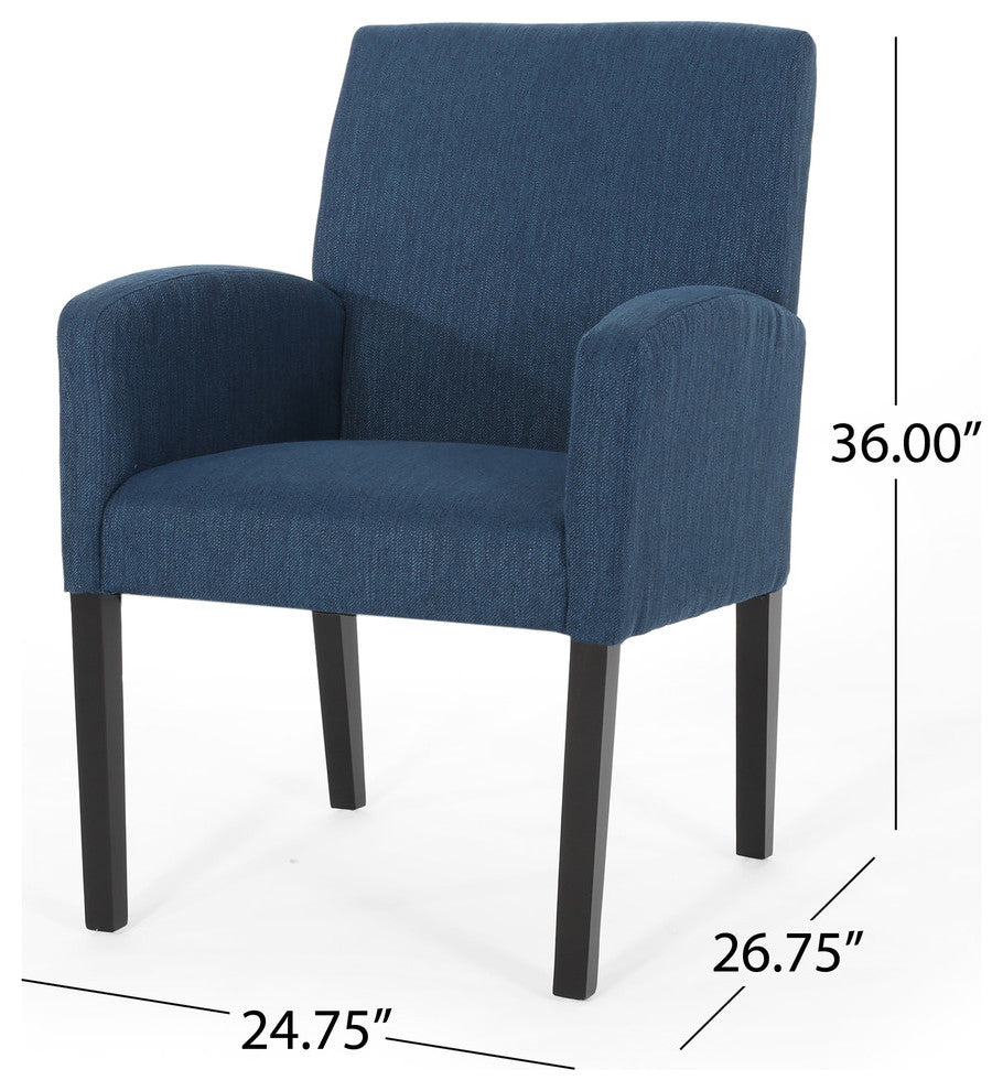 Fairy Contemporary Fabric Dining Chairs, Set of 2, Navy