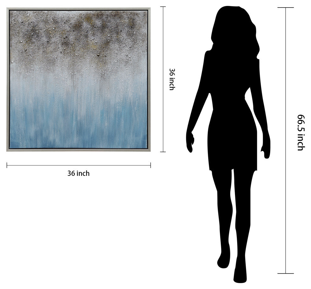 Blue Shadow Abstract Textured Metallic Hand Painted Wall Art by Martin Edwards