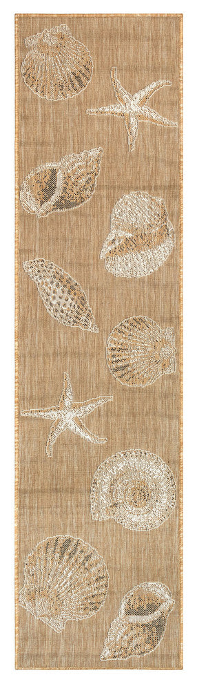 Carmel Shells Indoor/Outdoor Rug, Sand, 1'11"x7'6" Runner
