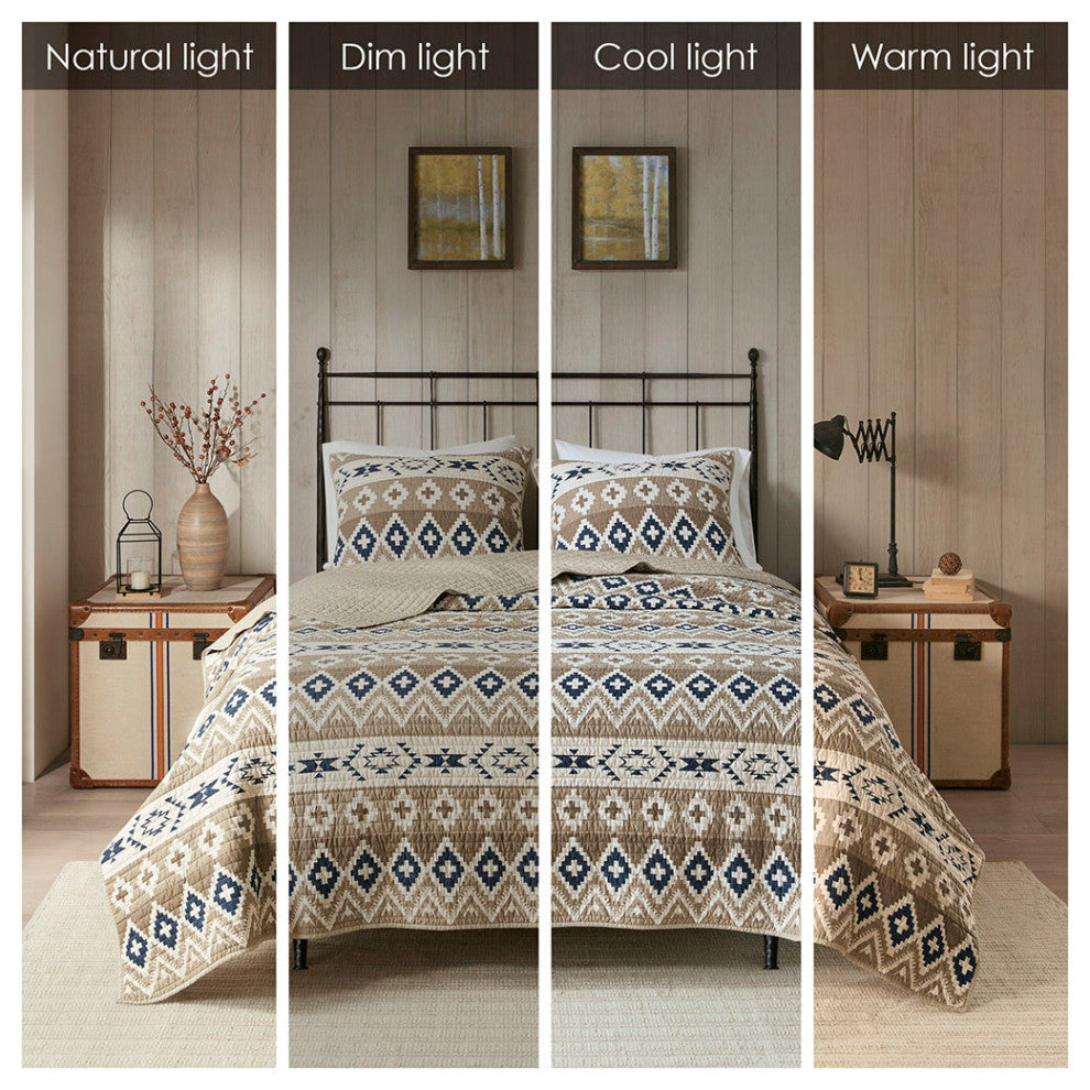 Woolrich Montana Printed Cotton Oversized Quilt Mini Set, Tan
