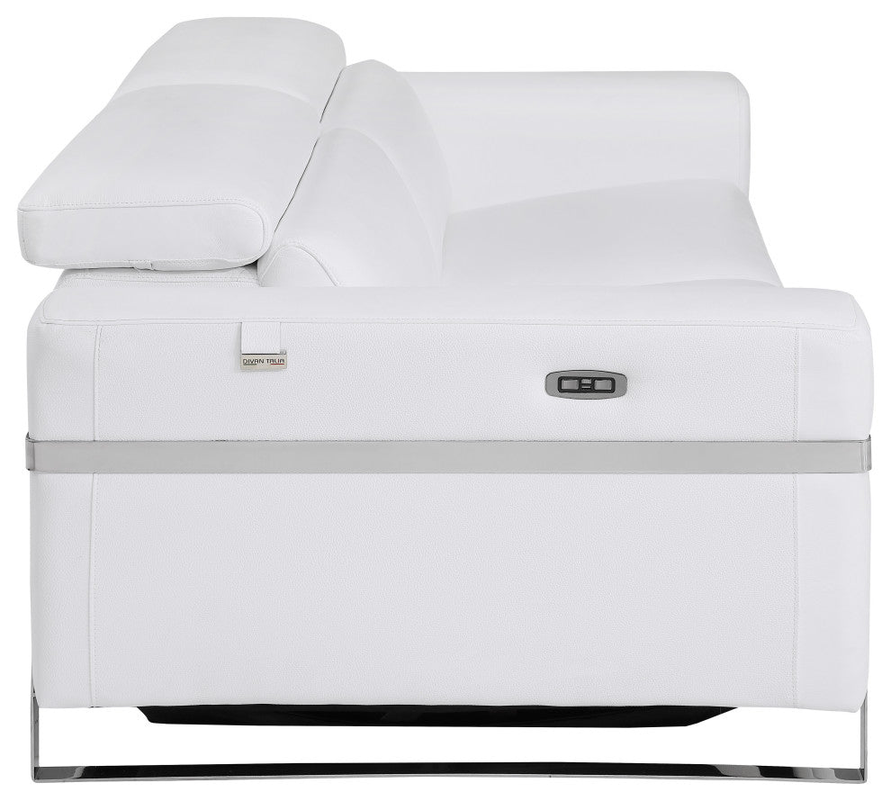 Prato Genuine Italian Leather Modern Sofa, White