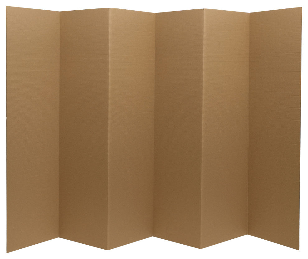 6' Tall Brown Cardboard Room Divider 6 Panel
