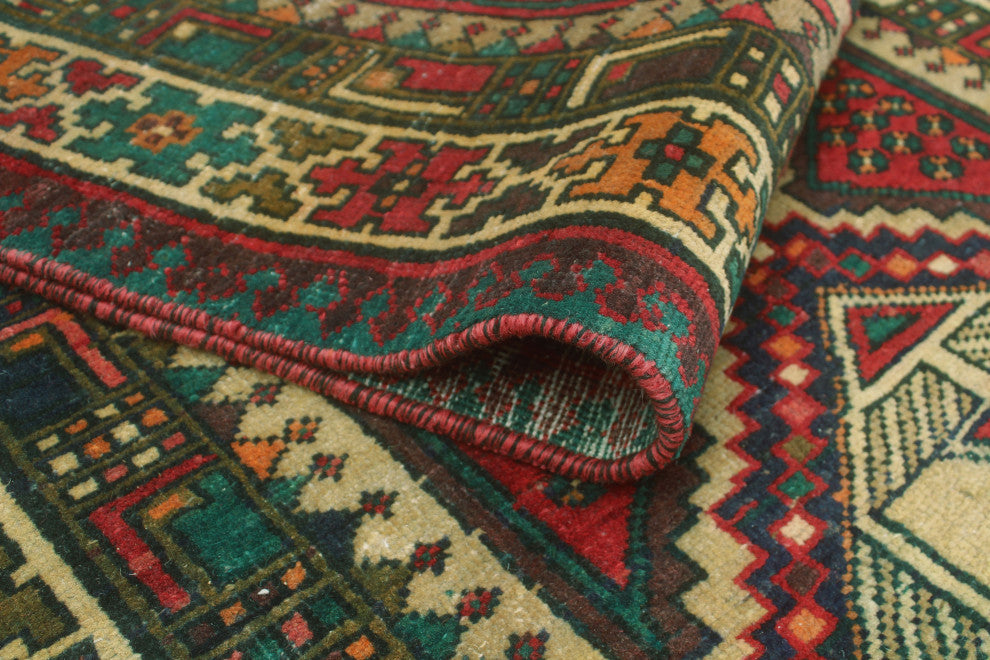Fine Vintage Distressed Jacquely Rust/Beige Runner, 3'5x13'8