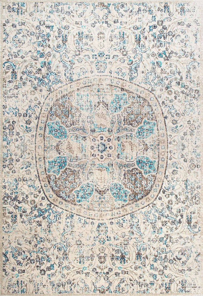Nuloom Floral Encompass Mandala Area Rug, Beige 4'x6'