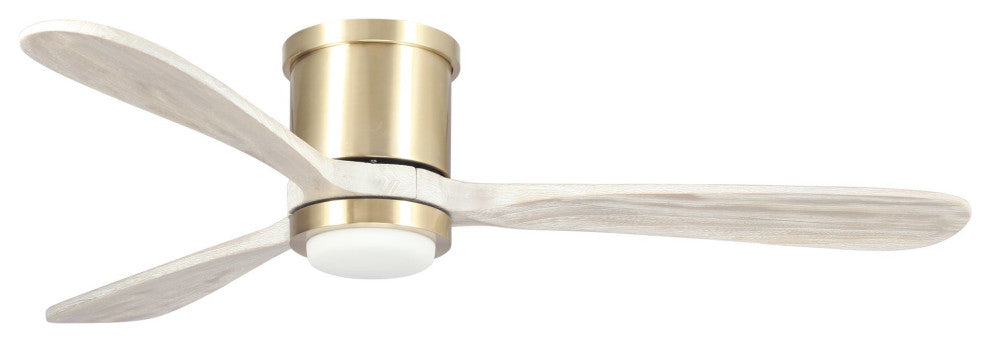 52 in Modern Dimmable Flush Mounted Ceiling fan with 3 Blades in Sand Copper