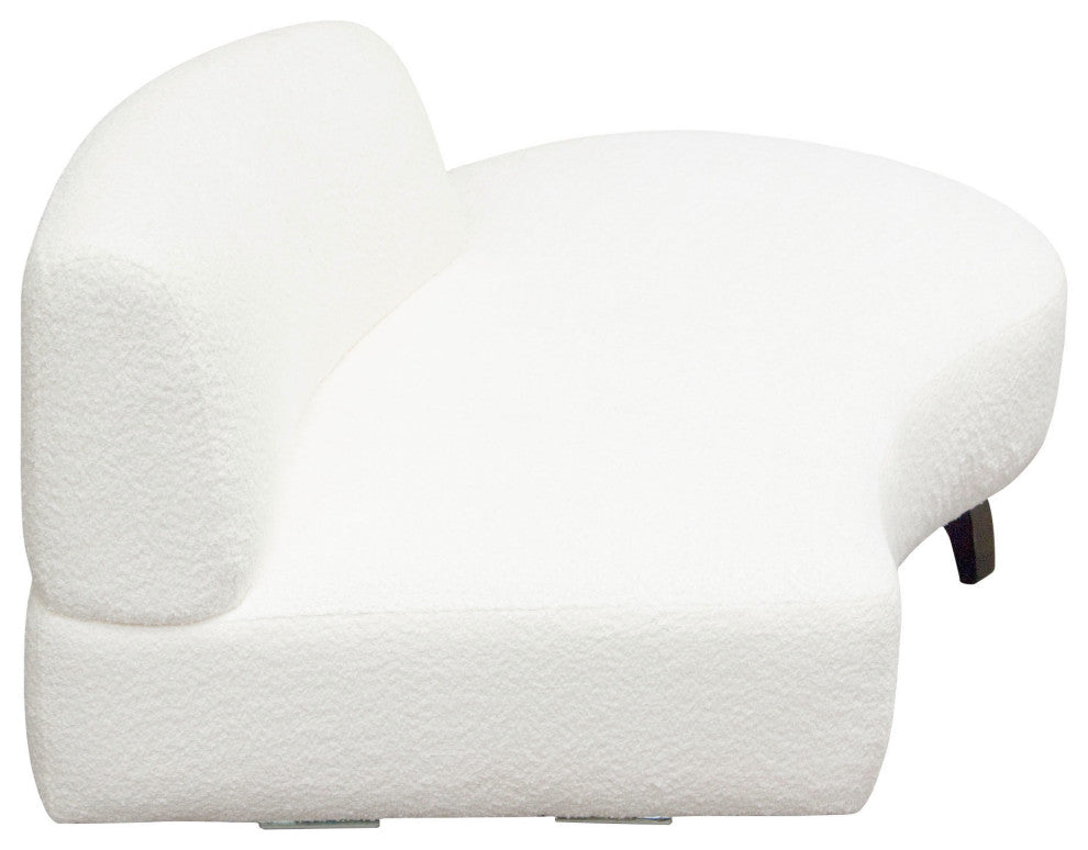 Vesper Curved Armless Right Chaise, Faux White Shearling, Black Wood Leg Base