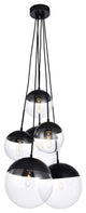 Elegant LD6093BK Eclipse 6 Lights Black Pendant With Clear Glass
