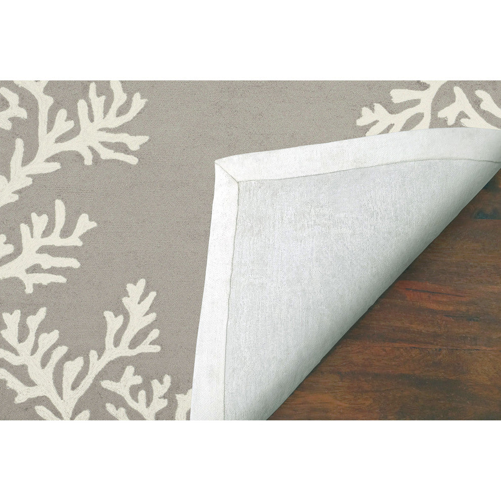 Capri Coral Border Indoor/Outdoor Rug, Silver, 2'x3'