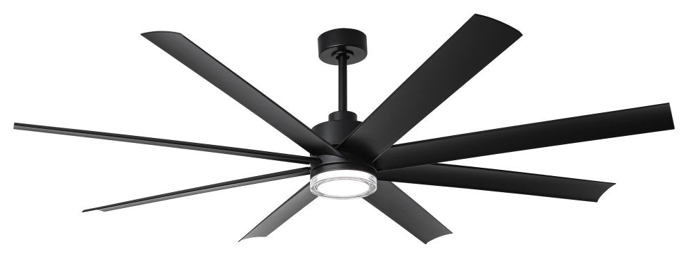 72-inch Modern Black Industrial LED Smart Ceiling Fan with Remote