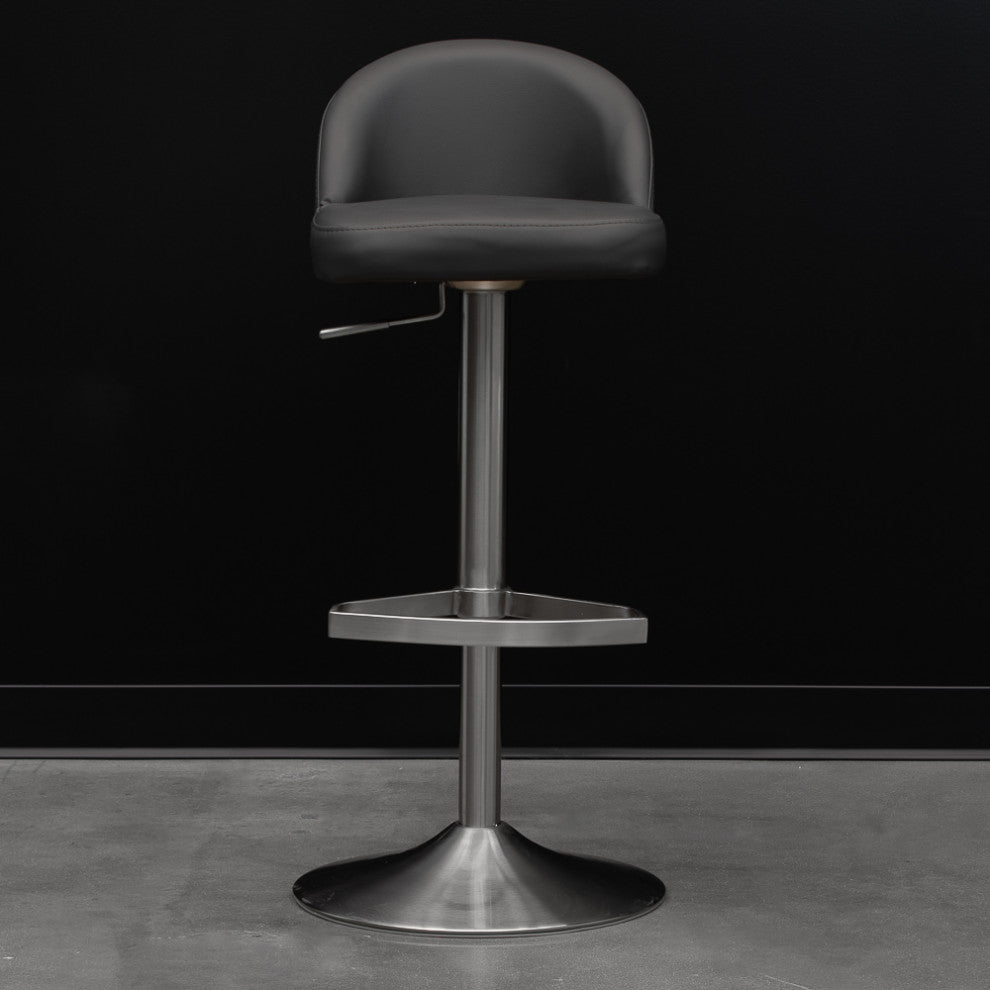Mimi Adjustable Height Swivel Armless Barstool, Slate