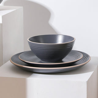 Stone Lain Lauren Stoneware 32 Piece Dinnerware Set, Charcoal