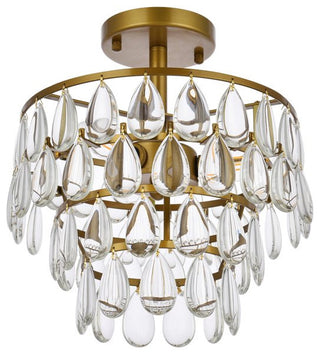 Elegant Lighting Mila 3-LT Flush Mount 1103F12BR, Brass