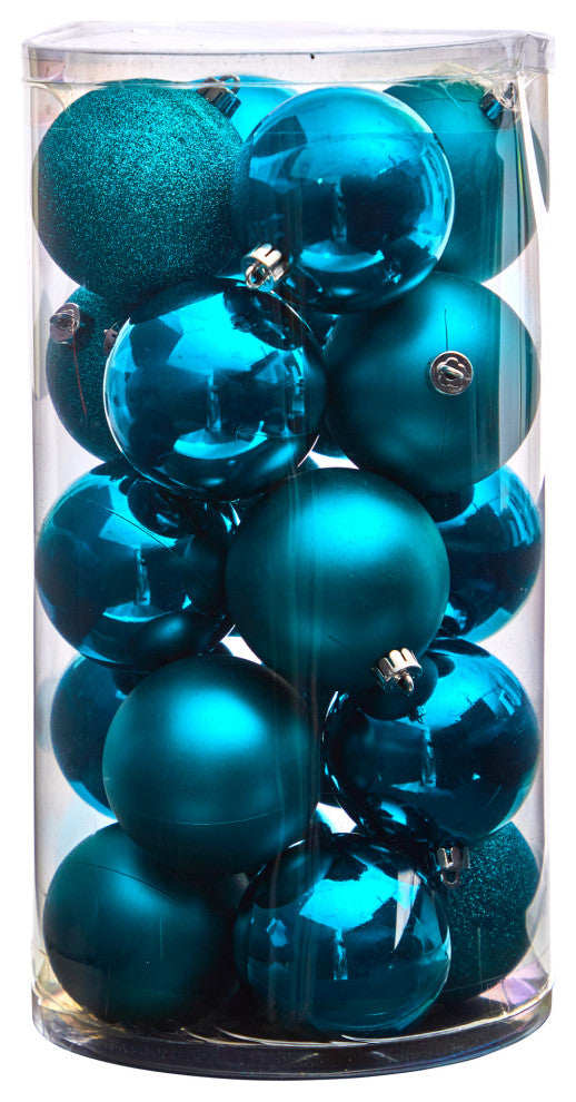 Holiday Xmas 20 Count 3" Shatterproof Ornaments W/ Re-Useable Storage Container