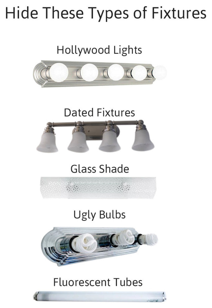 Moderne Vanity Light Cover Refresh Kit, 26"W White Textured Fabric Shade - DIY U