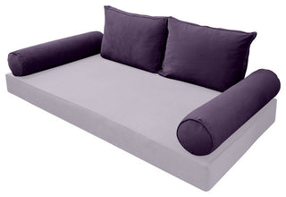 STYLE V1 Twin Velvet Pipe Trim Indoor Daybed Bolster Pillow |COVER ONLY| AD339
