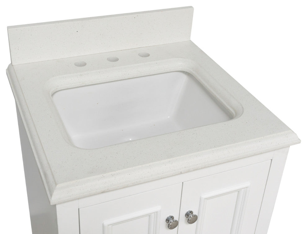 Nantucket 24" Bathroom Vanity, White, Quartz