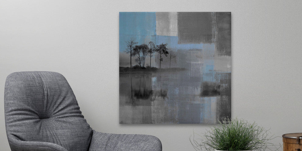 "Blue Horizon" Painting Print on Wrapped Canvas, 18"x18"