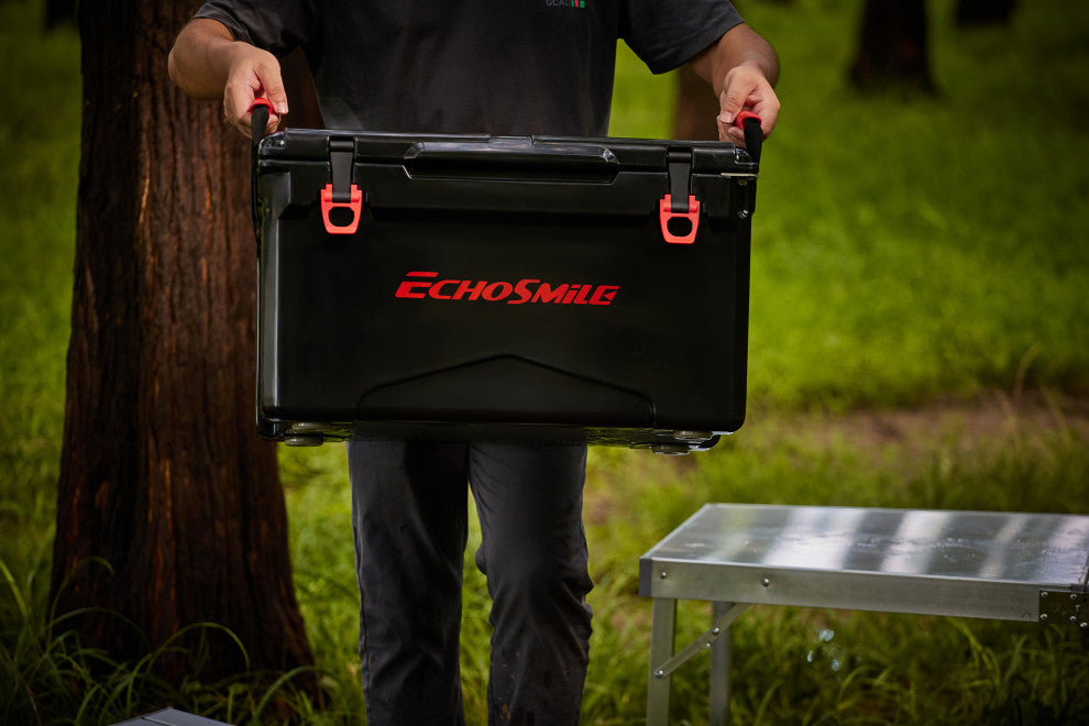 EchoSmile 30 qt. Rotomolded Cooler, Black and Red