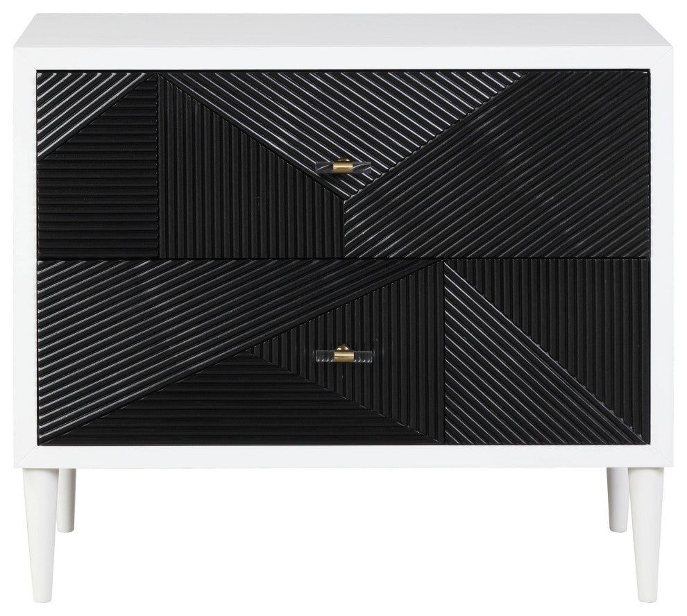 Ac00394 Accent Table, White and Black Finish Dubni