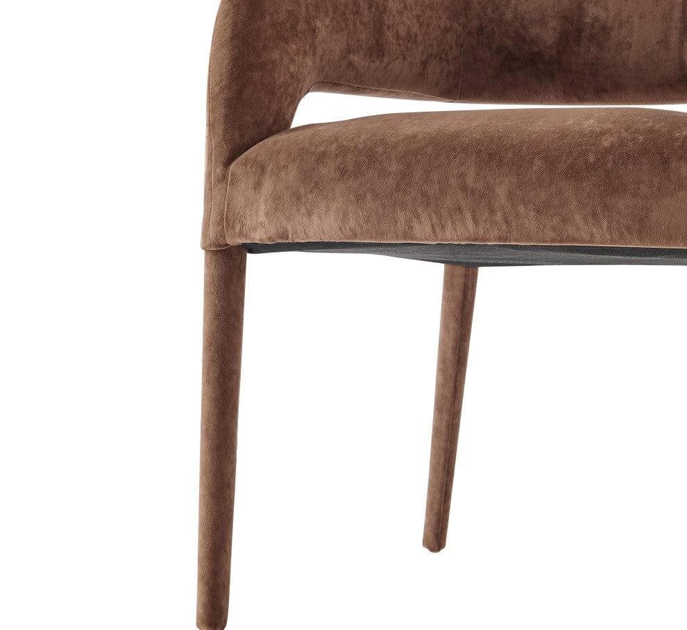 Lauryn Velvet Dining Side Chair, Dainty Brown