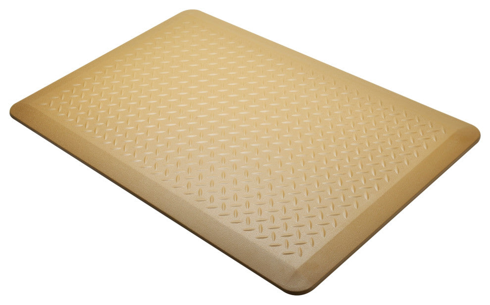 Anti-Fatigue Floor Mat, Tread Plate Pattern 24"x36"x2/3", Ice Coffee, Set of 1