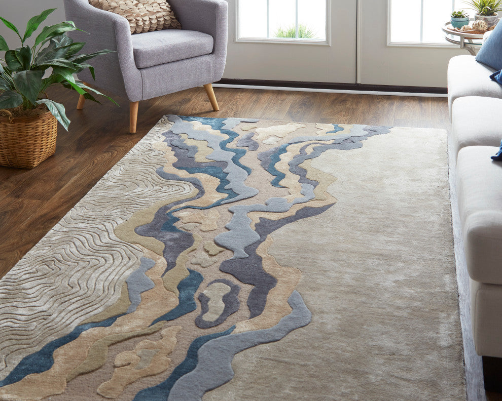 Weave & Wander Arwyn Modern Viscose Rug, 2'x3'