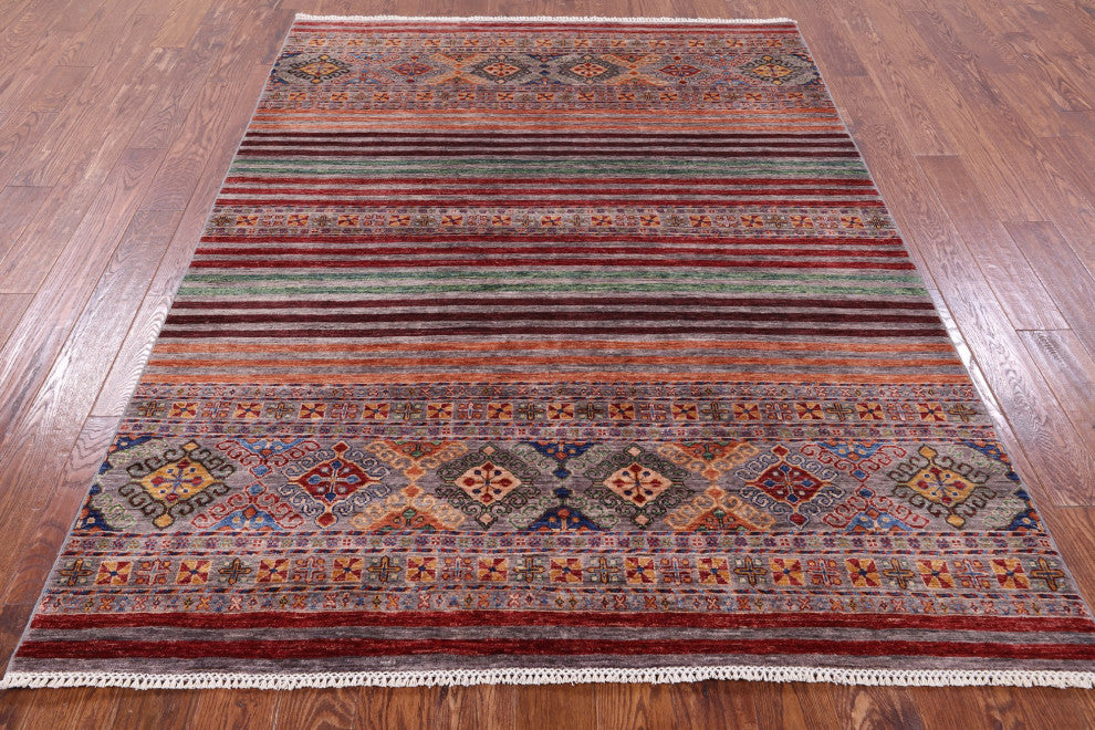 5' 11" X 8' 1" Handmade Super Kazak Khorjin Wool Rug Q11270