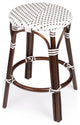 Tobias Brown and White Rattan Counter Stool