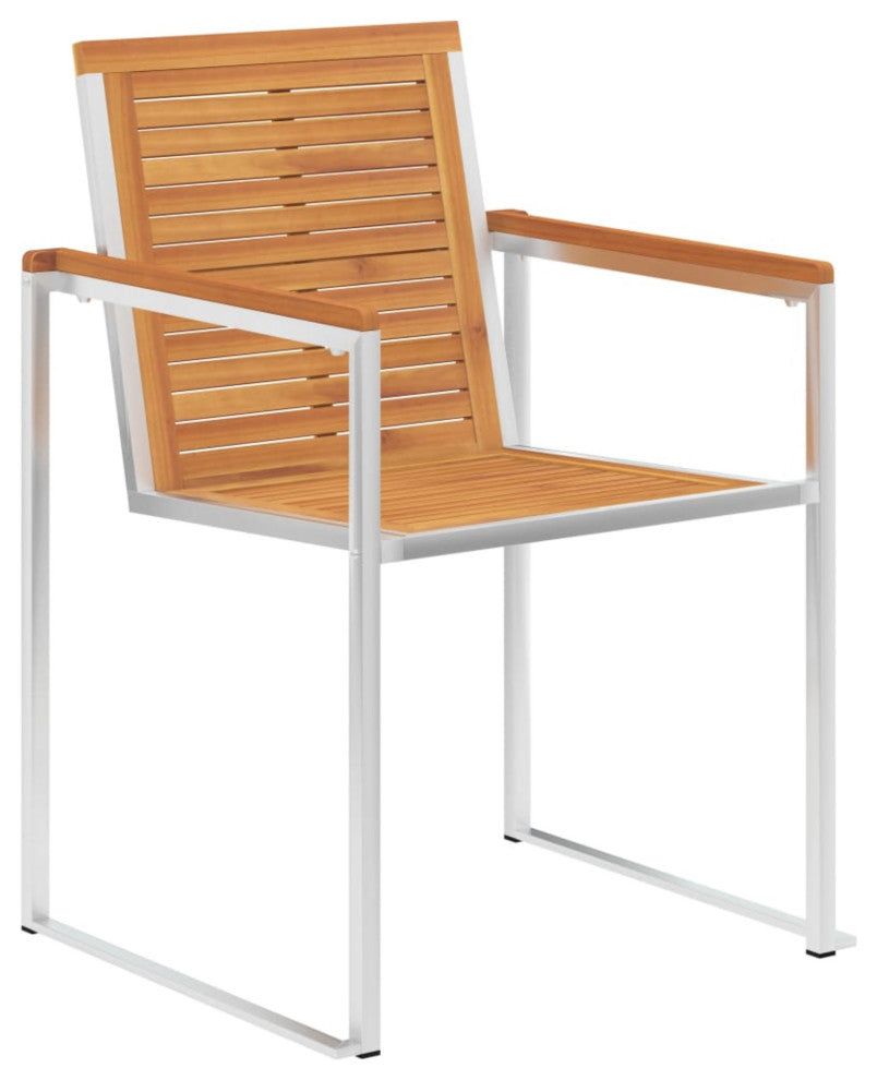 vidaXL Patio Chairs 2 pcs Solid Acacia Wood and Stainless Steel